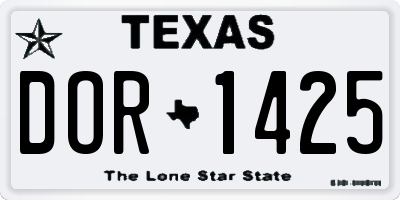TX license plate DOR1425