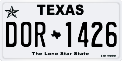 TX license plate DOR1426