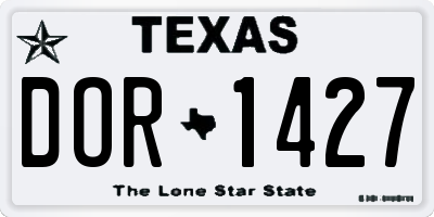 TX license plate DOR1427