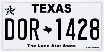 TX license plate DOR1428