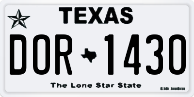 TX license plate DOR1430