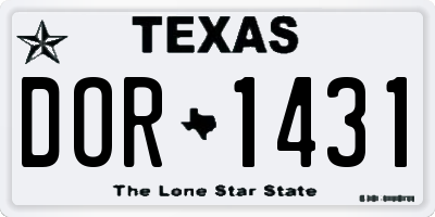 TX license plate DOR1431