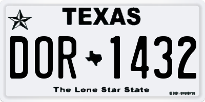 TX license plate DOR1432