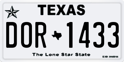 TX license plate DOR1433
