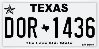 TX license plate DOR1436