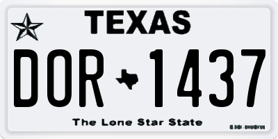 TX license plate DOR1437