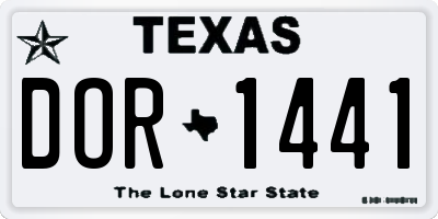 TX license plate DOR1441