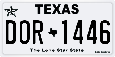 TX license plate DOR1446