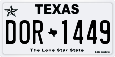 TX license plate DOR1449