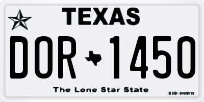 TX license plate DOR1450