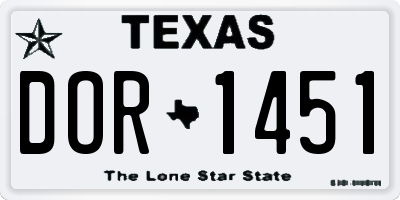 TX license plate DOR1451