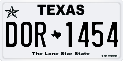 TX license plate DOR1454