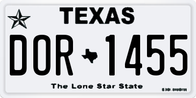 TX license plate DOR1455