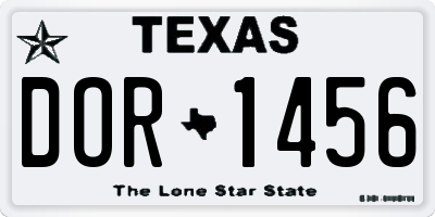 TX license plate DOR1456