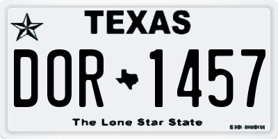 TX license plate DOR1457