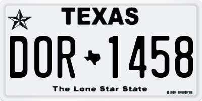 TX license plate DOR1458