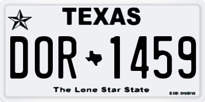 TX license plate DOR1459