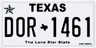 TX license plate DOR1461