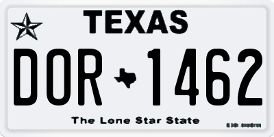 TX license plate DOR1462