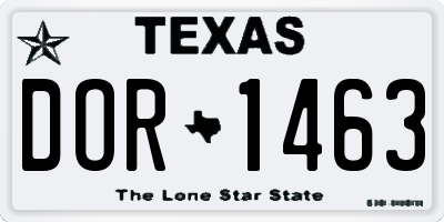 TX license plate DOR1463