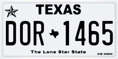 TX license plate DOR1465