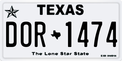 TX license plate DOR1474