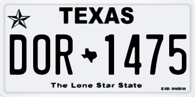 TX license plate DOR1475