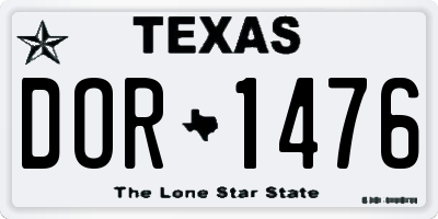 TX license plate DOR1476