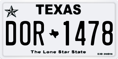 TX license plate DOR1478