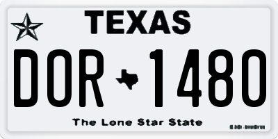TX license plate DOR1480