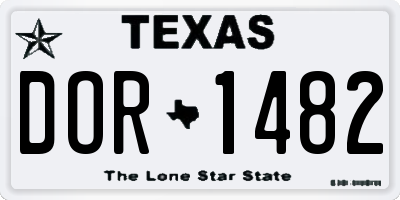 TX license plate DOR1482