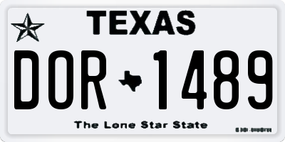 TX license plate DOR1489