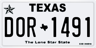 TX license plate DOR1491