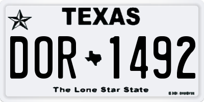TX license plate DOR1492