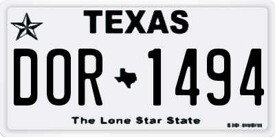 TX license plate DOR1494