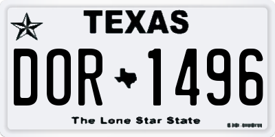 TX license plate DOR1496