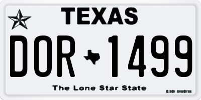 TX license plate DOR1499