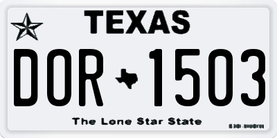 TX license plate DOR1503