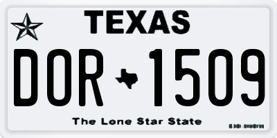TX license plate DOR1509