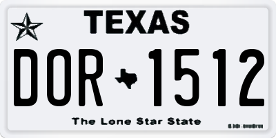 TX license plate DOR1512