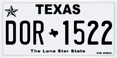 TX license plate DOR1522