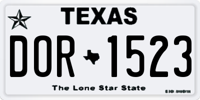 TX license plate DOR1523