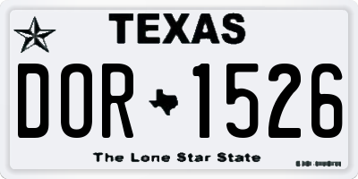TX license plate DOR1526