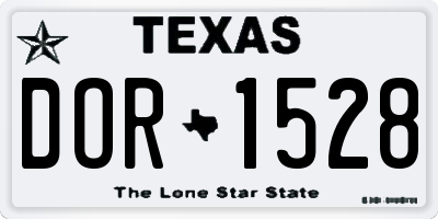 TX license plate DOR1528