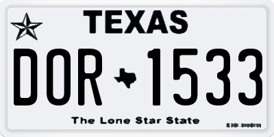 TX license plate DOR1533