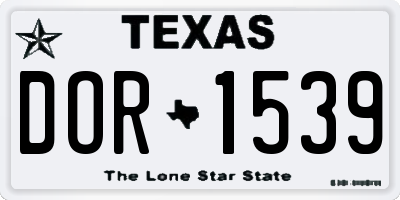 TX license plate DOR1539