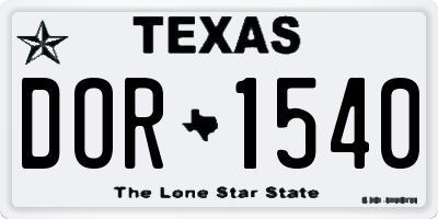TX license plate DOR1540