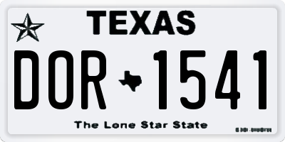 TX license plate DOR1541