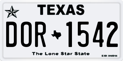TX license plate DOR1542