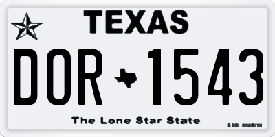 TX license plate DOR1543